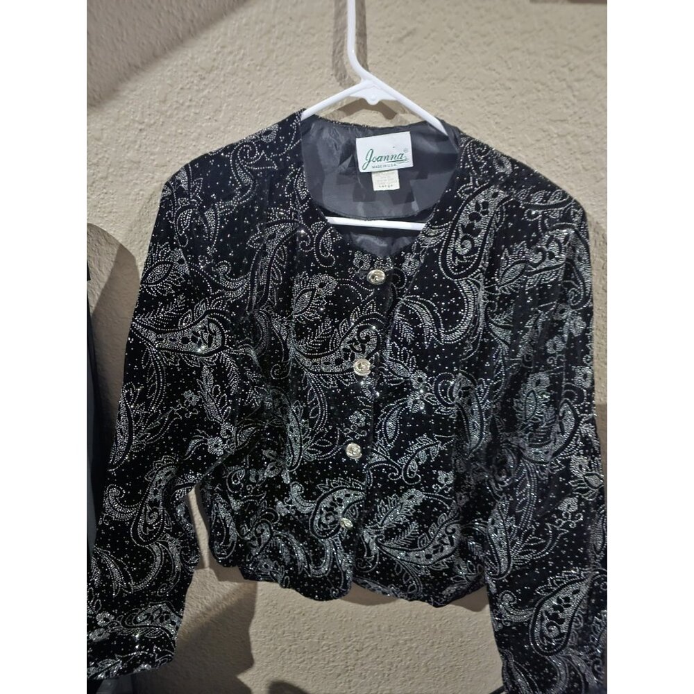 Joanna Jacket Womens Large Black Silver Metallic … - image 1